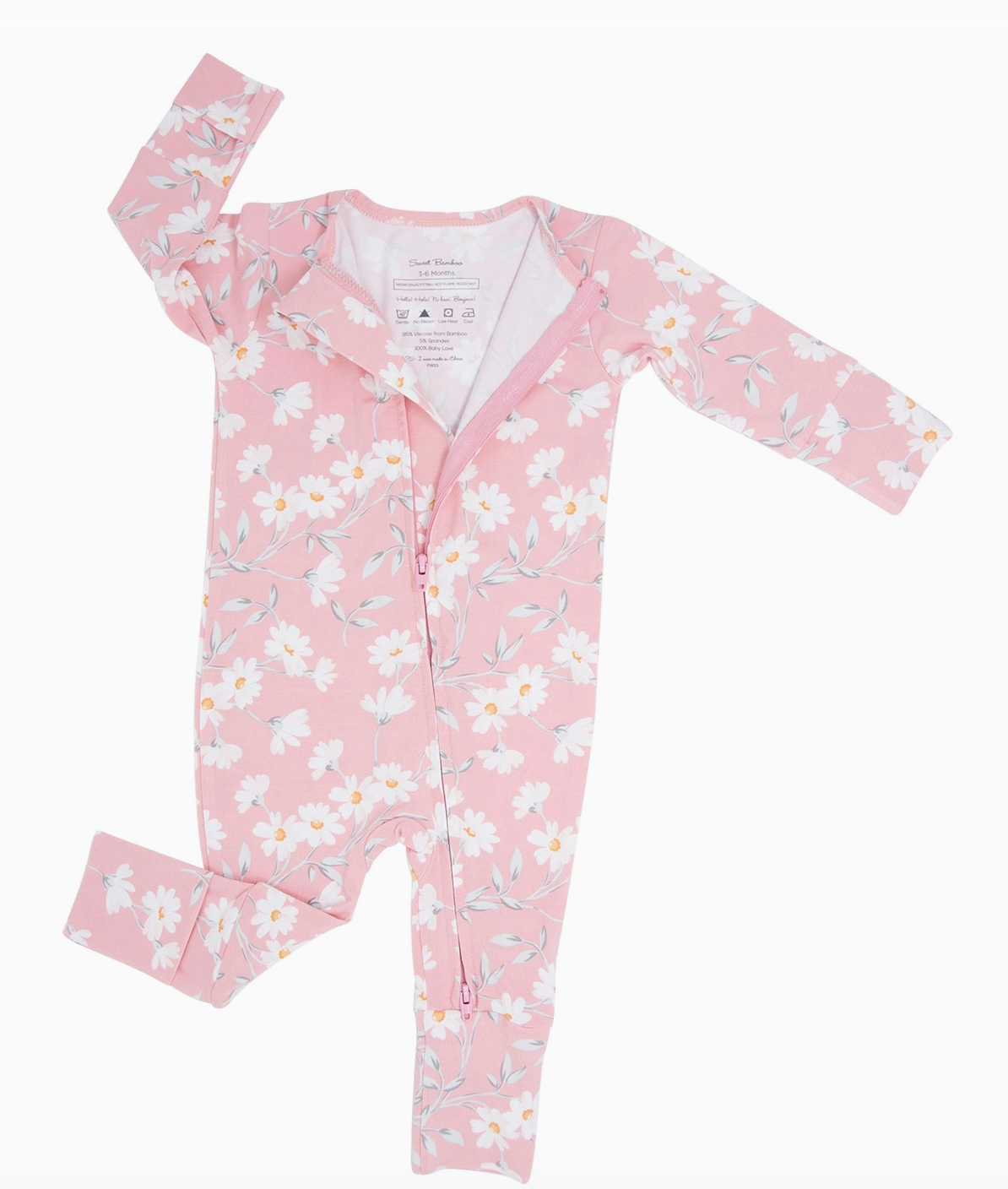 Pink pajama with white daisy pattern by sweetbamboo