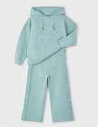 Girls knitted pant and top set in seafoam green